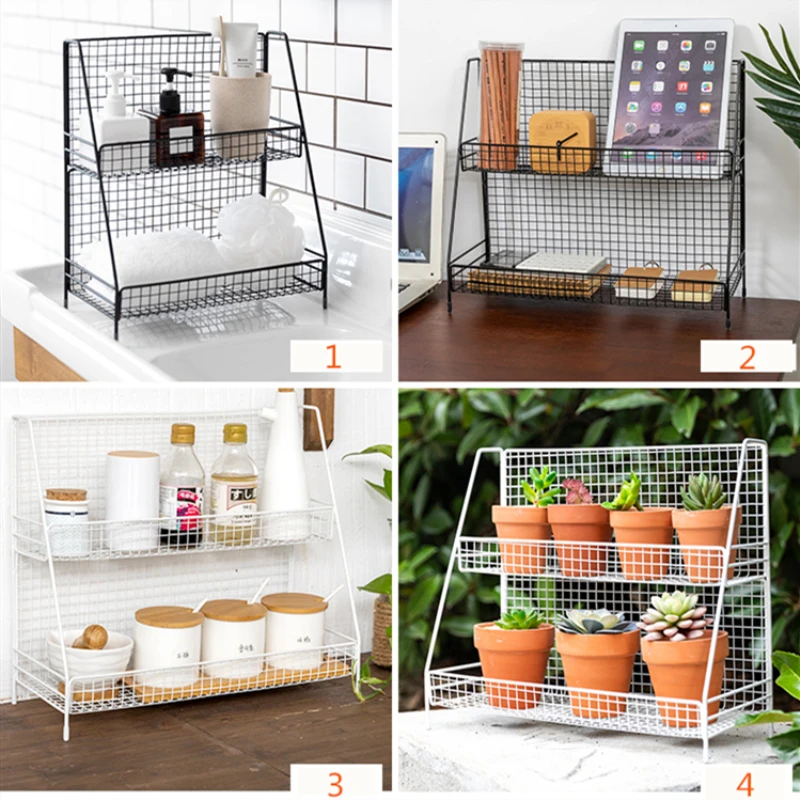

Nordic Metal Rack Home Organization Makeup Storage Rack Kitchen Rack Shelf Organizer Spice Holder Rack Plant Shelf Flower Shelf