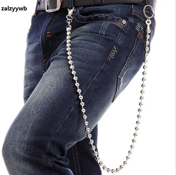 New Belt Chain Men 87cm /34" Extra Long Silver Metal 9mm Balls Wallet