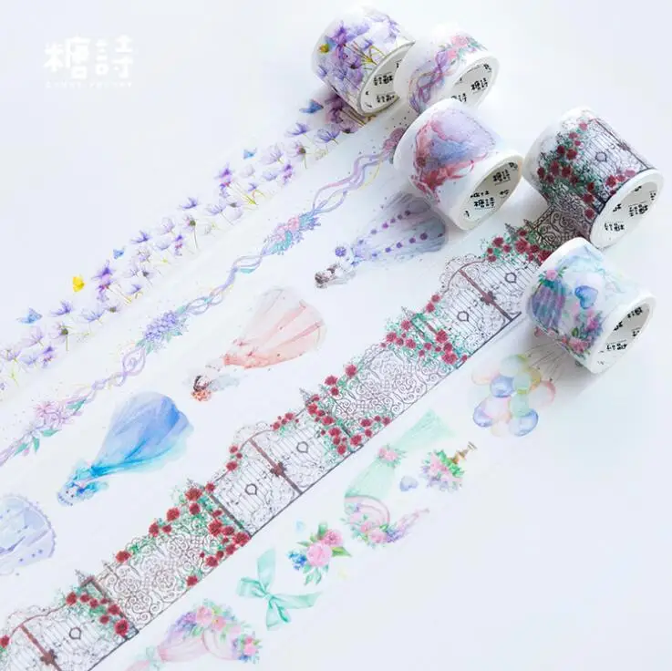

Wedding Skirt Flowers Washi Tape Adhesive Tape DIY Scrapbooking Sticker Label Masking Tape