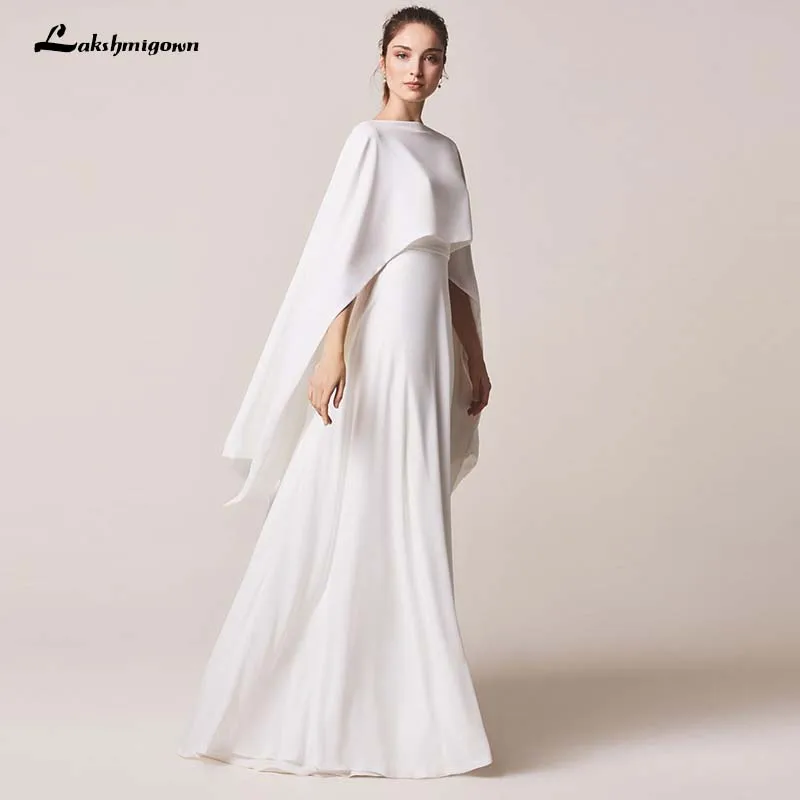 

Lakshmigown Soft Satin Beach Wedding Dress With Jacket V neck A line high Quality Bridal Dress for Wedding Vestido De Noiva