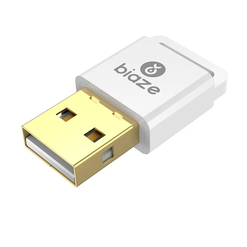 Biaze USB Bluetooth ключ адаптер 4,0 для компьютера ПК Беспроводная мышь динамик Музыка Аудио приемник APTX Bluetooth адаптер - Цвет: Белый