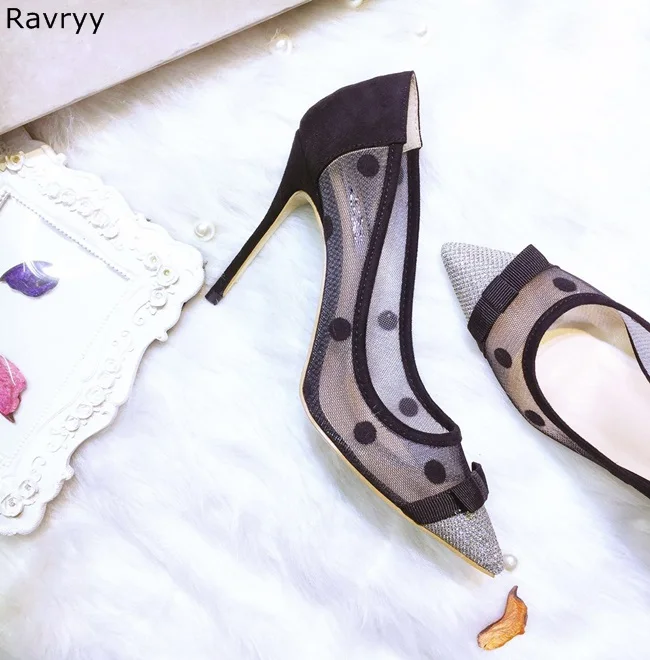 Sexy lace black woman high heel Pointed Toe Sexy Pumps polka dot pattern female dress shoes stiletto elegant party shoes Sexy lace black woman high heel Pointed Toe Sexy Pumps polka dot pattern female dress shoes stiletto elegant party shoes