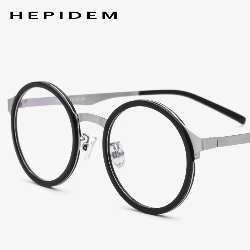 

Acetate Eyeglasses Frame Women Metal Vintage Round Vintage Prescription Eye Glasses Men Retro Spectacles Optical Eyewear 8007