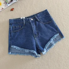 Fashion Pocket Denim Shorts For Women Button Women Shorts Summer Casual Denim Hot Jean High Waist Shorts Large Size 2XL Summer chic bleach wash pocket design raw edge denim shorts for women