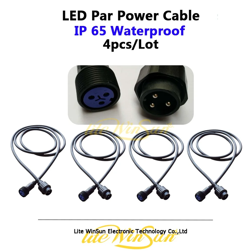 Litewinsune 2M AC Extended Power Cable Male Female Waterproof Connectors for Par LED Lighting Outdoor