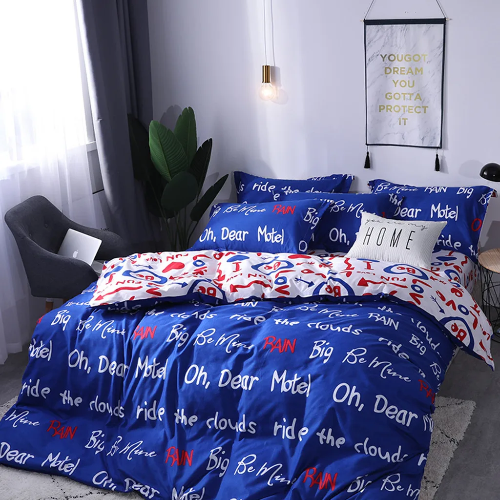 

Quilt Cover Set Polyester Bed Cover Set Four Piece Bedding Tribute Cotton Pillowcase Creative Pattern Full Size d544