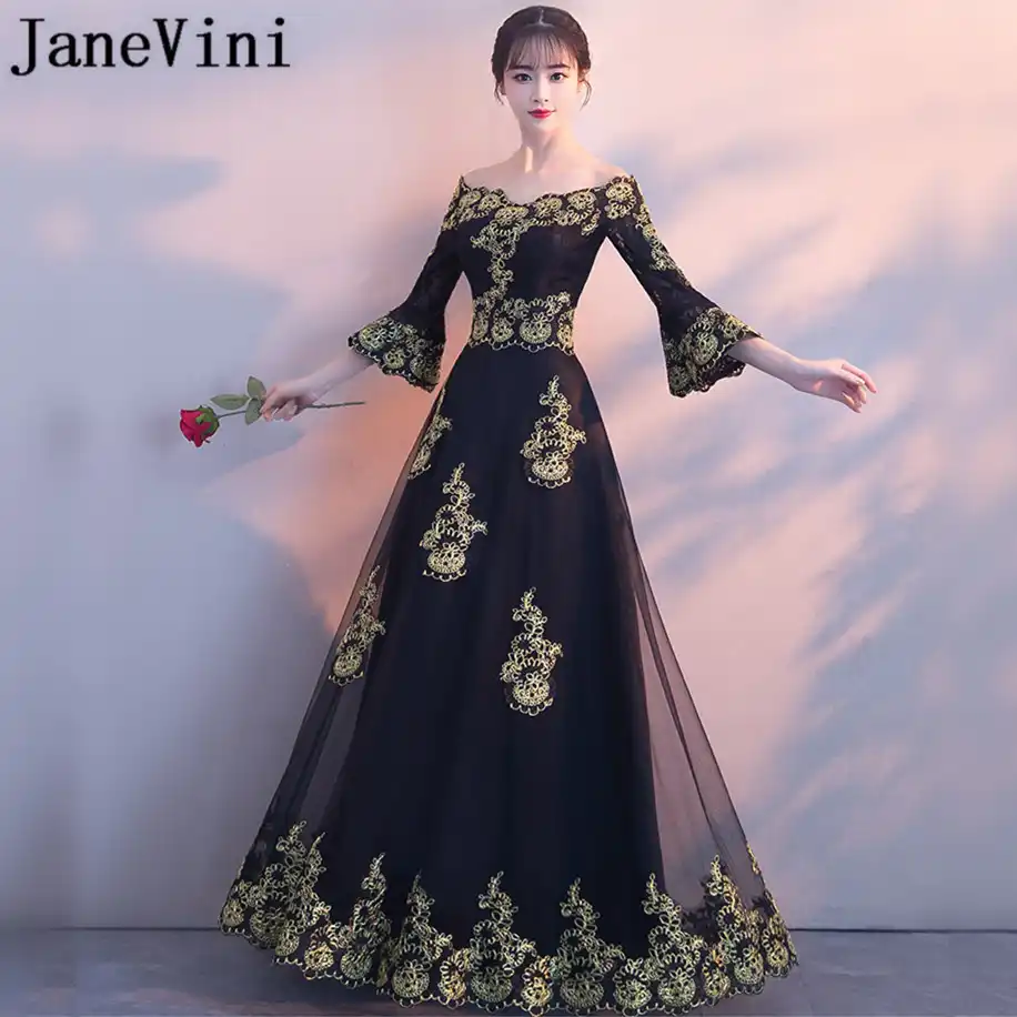 black and gold mother of the bride dress