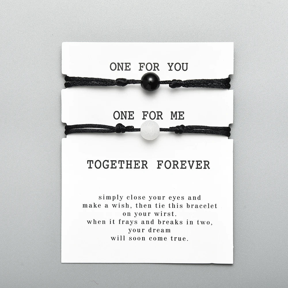 2 pieces/set Matte Lava Stone Natural Stone Bead Distance Bracelet Red String Braiding Couple Yin Yang Men Women Wish Bracelets - Image 4