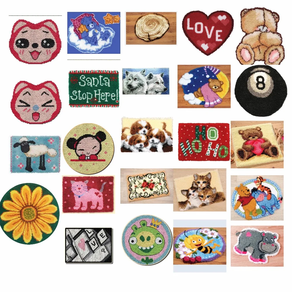 

ANIMALS 10 shipping Latch Hook Kit Rug Cushion Pillow Mat DIY Craft Flower Cross Stitch Needlework Crocheting Rug Embroidery 7