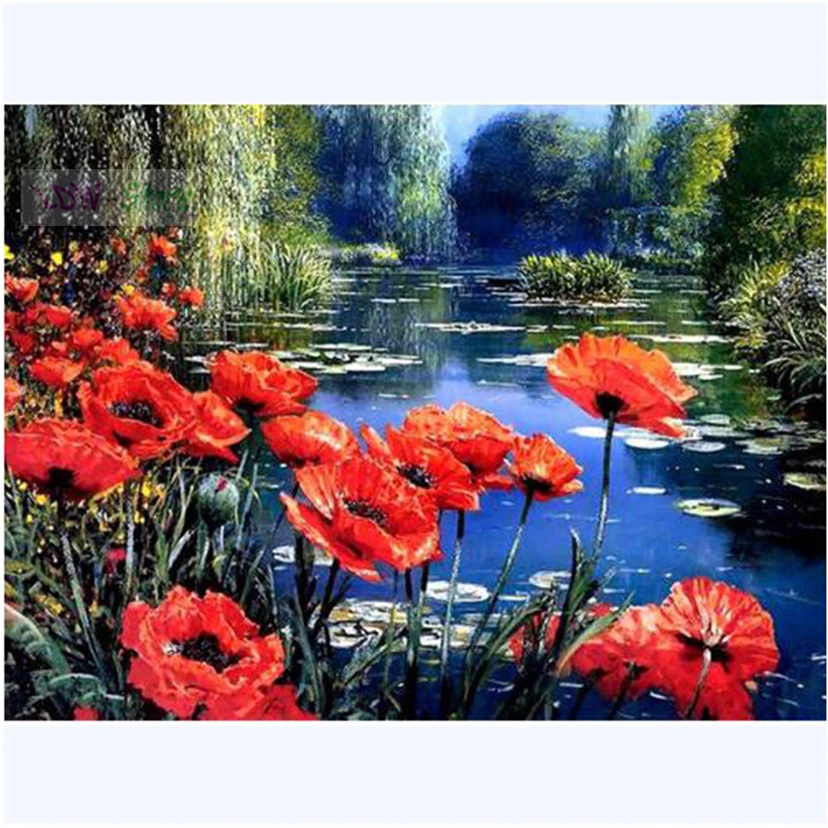 

Diy diamond painting full Diamond embroidery square/round drill rhinestone diamond mosaic crafts Wild scene poppy flower WG150