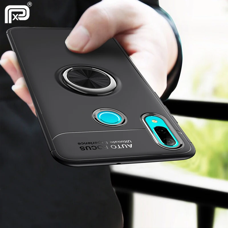 

For Huawei P Smart Z Case Soft TPU Silicone Metal Finger Ring Matte Back Cover For Huawei Y9 Prime 2019 Case Shockproof funda