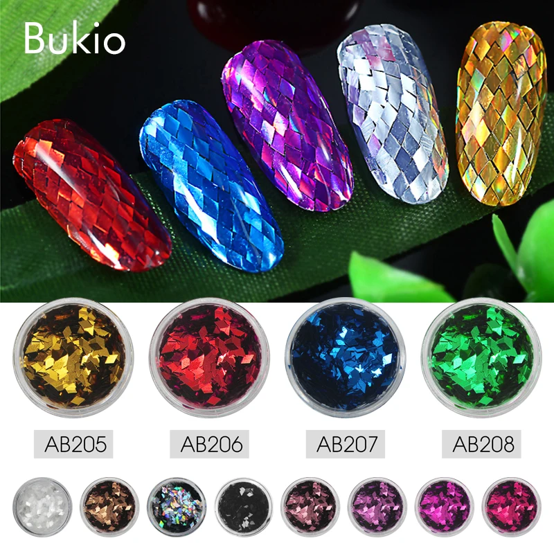 

Bukio 3D Sequins Design Glitter Nail Art Flicker with Square Shapes Kit Acrylic Gem Polish Decorations Nail Glitter Nail Tools