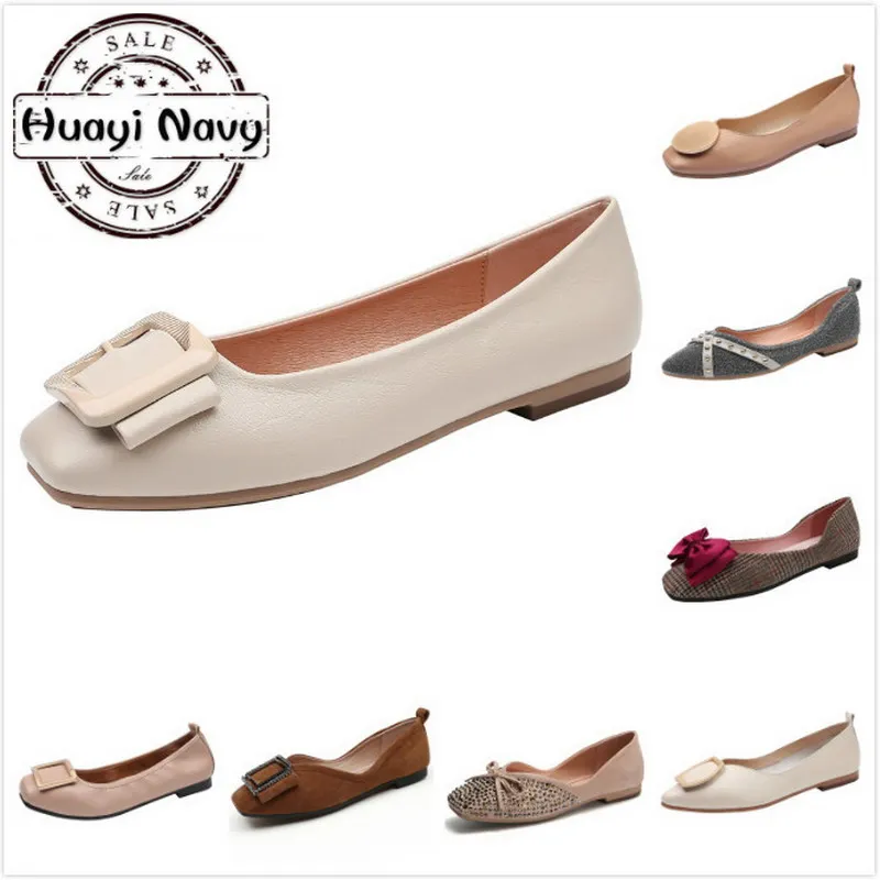 

New 2019 Shoes Woman Zapatos De Mujer Soft Leather With Comfortable Bottom Chaussures Femme Loafers Dress Shoe Ballerina Flats