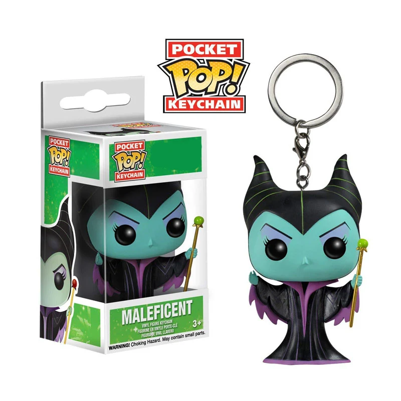 

FUNKO POP Pocket Pop Keychain Official Descendants Cute Maleficent Vinyl Action Figures keyring Toys for children gift With Box