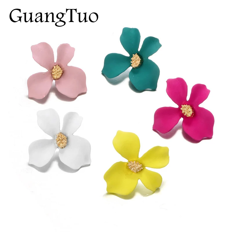 

EK842 New Fashion Plant Resin Women Hyperbole Stud Earrings Small Fresh Earrings With Color Flowers Trendy Lovely Women Jewelry