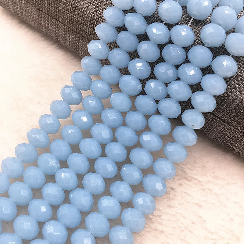 

30pcs/lot 8mm light blue Rondelle Austria Faceted Crystal Glass Beads,Wheel Beads,Transit Beads,For Bracelet Jewelry Making #14