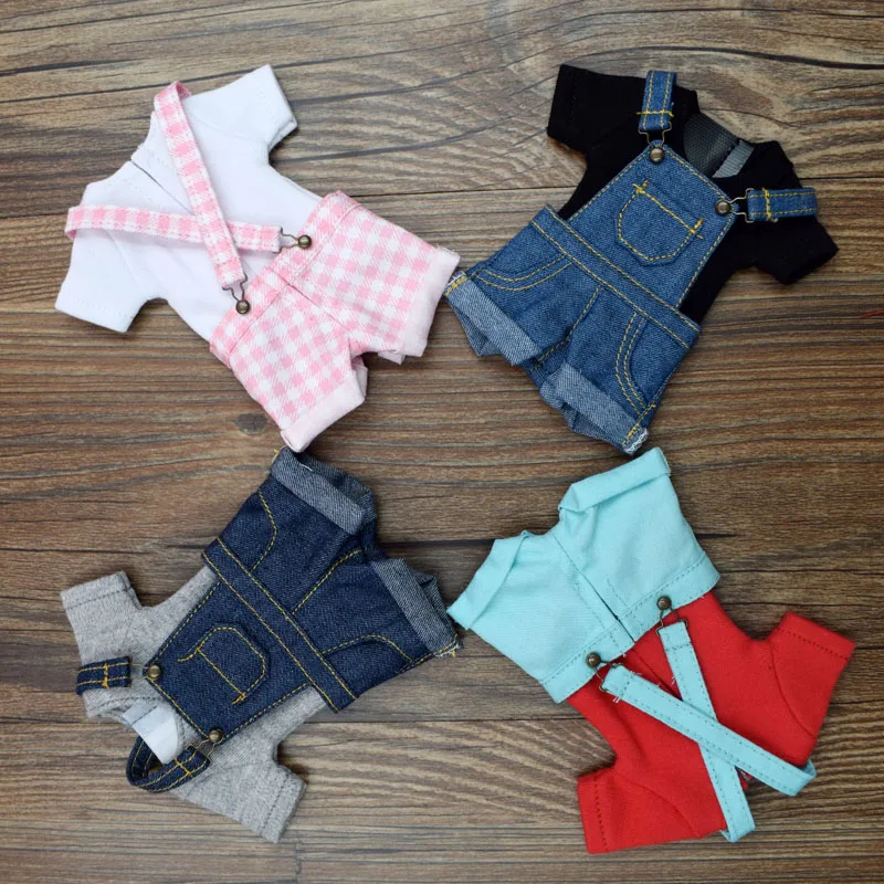 1PCS Denim Suspenders Trousers Bib Pants for Blyth, Licca, Azone S, Barbies, OB24, OB27, Momoko Doll Clothes Overall Outfuts