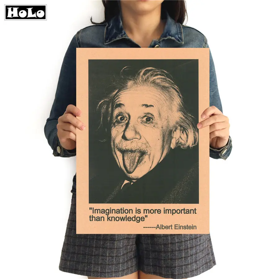 

Einstein Imagination is more important than knowledge Vintage Kraft Paper Poster Painting retro Wall Stickers 42x30cm