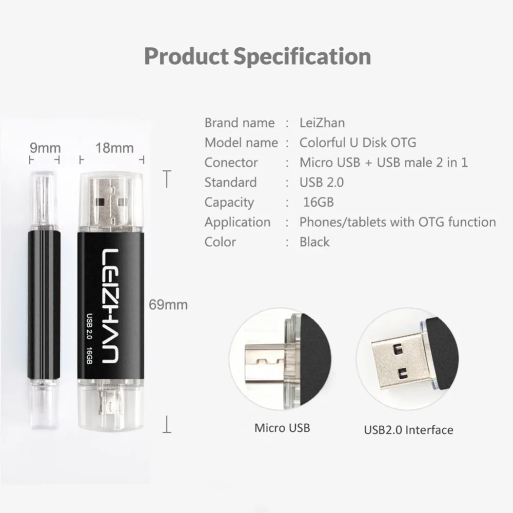 LEIZHAN USB флэш накопитель смартфон OTG объемом 64Гб 32Гб флеш 16Гб 8Гб 4Гб G микро