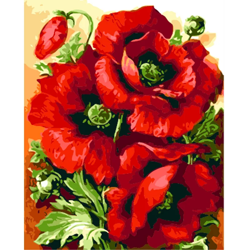 

40X50cm frameless flower picture canvas painting for living room wall decoration artwork digital picture