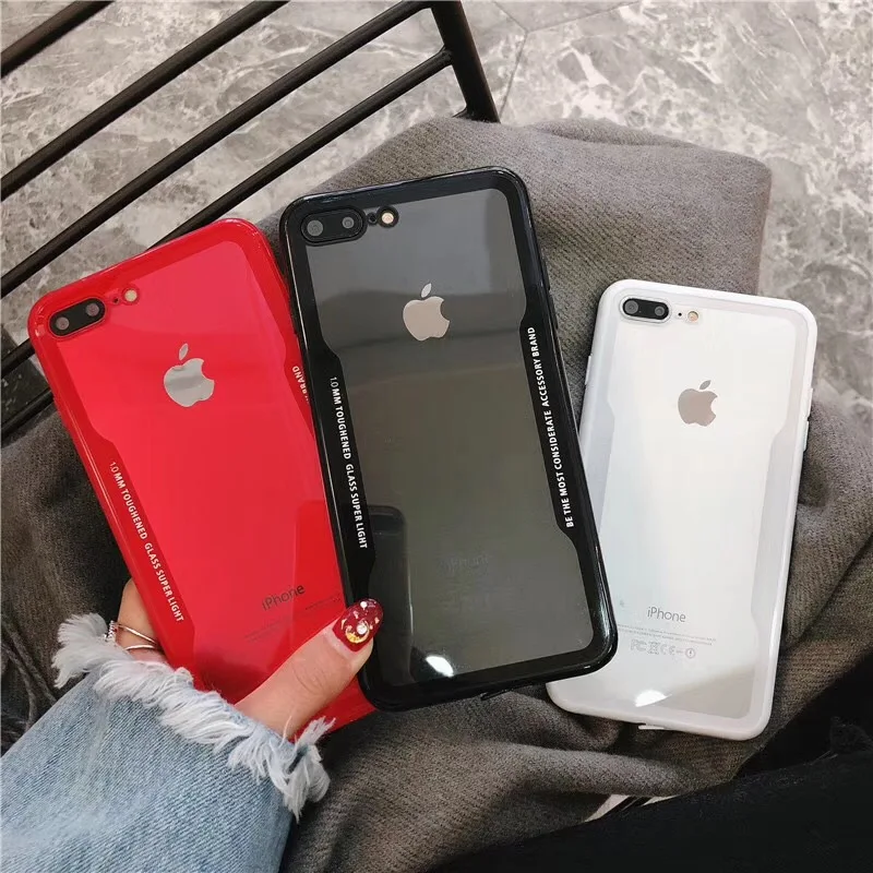 Luxury Anti-scratch Transparent Back Cases For iPhone 8 7 Plus 6 6s Glass+TPU X XS MAX XR 11pro Case Protector Shell |