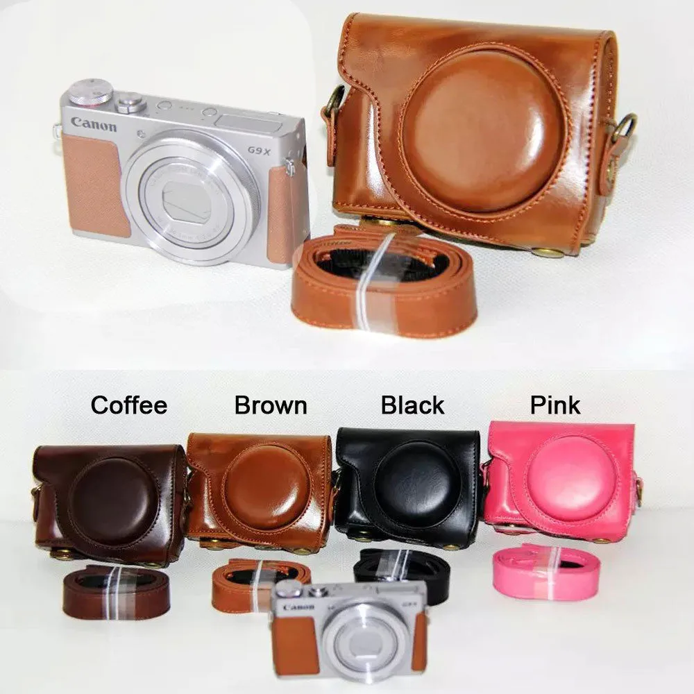 

PU leather Camera Bag Case Cover Pouch with strap for Canon POWERSHOT G9X G9 X G9X Mark II G7X/G7XII , 1PCS