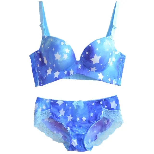 Blue Underwear Set Star Fashion Young Girls Intimates Brassiere Suit