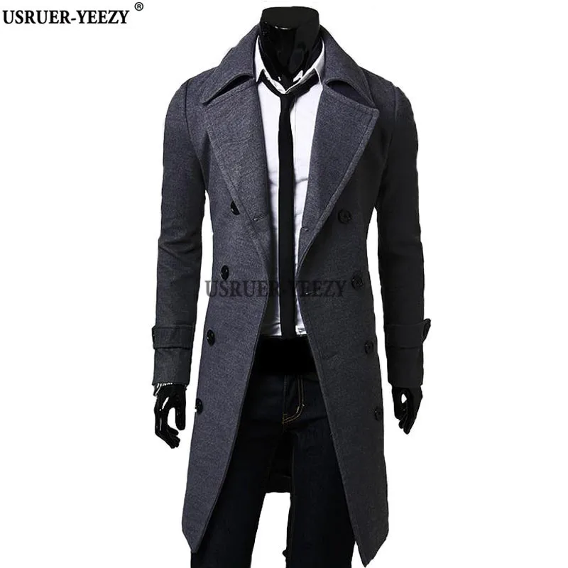 USRUER-YEEZY Продвижение M-4XL Casaco Мода Новый Классический Стиль Мужчины Ветер Пальто