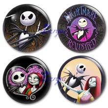 Кошмар перед Рождеством стеклянный кабошон, круглая фотография череп Джек стеклянный кабошон демонстрационная плоская задняя часть делает результаты