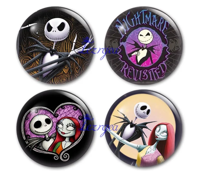 

The nightmare before christmas glass cabochon, Round photo skull Jack glass cabochon demo flat back Making findings.