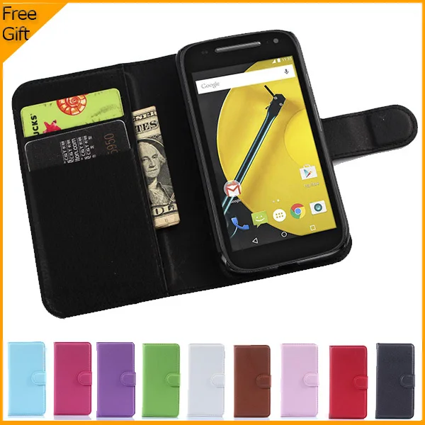 Роскошный кожаный чехол-кошелек с откидной крышкой для Motorola Moto E + 1 E2 2-го