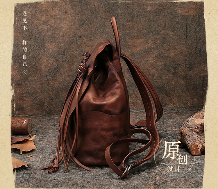 leather women backpack