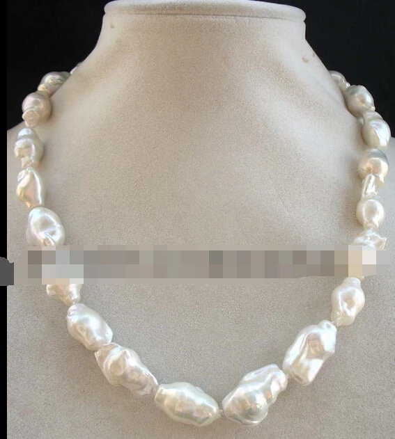 

N freshwater pearl white baroque reborn keshi necklace 18" Discount AAA