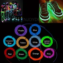 Neon LED Light Glowing ELWire Strip Tube Car Party Decoration 1M Lemon Green 3 Modes Waterproof Environmental-friendly