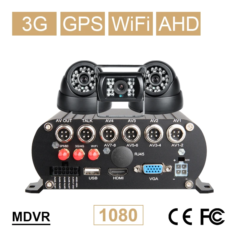  3G GPS WIFI 4CH HDD Disco Duro coche móvil Dvr + 3 uds cámara de coche Mdvr Bluetooth android/Ios A
