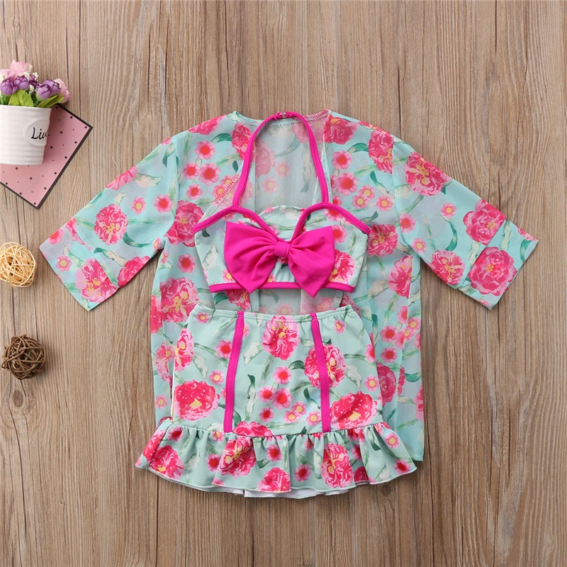 Girls Swimwear+Cover Up 2018 Summer Girls Bikini Set Skirts Flower Printing Cove up Beachwear 3PCS Baby Swimsuit Bathing Suits Girls Swimwear+Cover Up 2018 Summer Girls Bikini Set Skirts Flower Printing Cove up Beachwear 3PCS Baby Swimsuit Bathing Suits