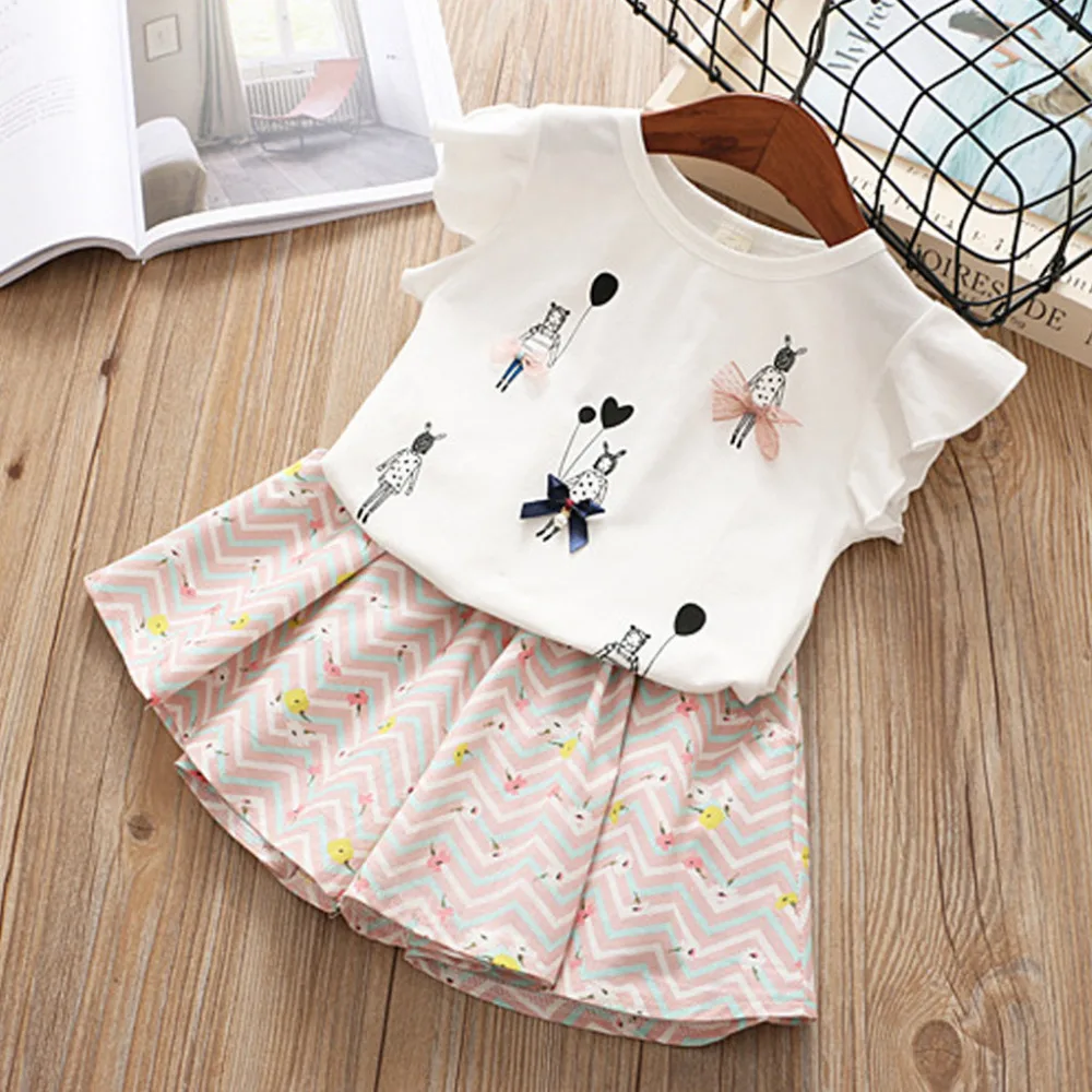 

MUQGEW Children Clothing Summer Toddler Girls Clothes T-shirt+Shorts Outfits Kids Clothes Tracksuit Suits For Girls Clothing