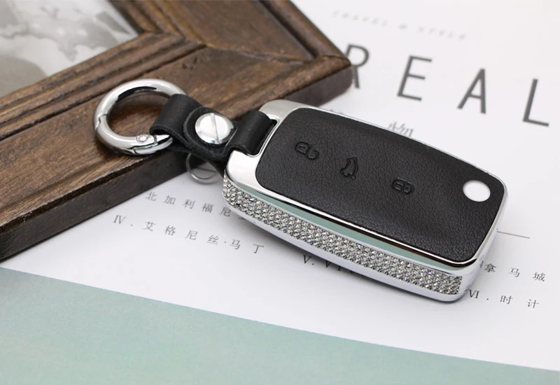 Роскошный Алмазный ключ держатель чехол для дистанционного ключа от машины чехол для Volkswagen VW Polo Passat Tiguan Bora подарочные аксессуары - Название цвета: Black O ring