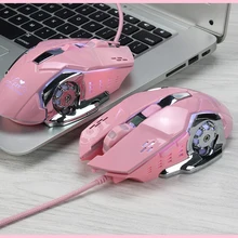 Pink Gaming Mouse For Girl 3200dpi Mechanical Mouse Gamer Pink White Light Design Wired Computer Office Mouse Game For Laptop PC 2018 new usb2 0 3200dpi mechanical mouse game macro program metal compound water cooling game mouse for cf lol