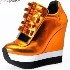 Sinsaut/Женская обувь; туфли-лодочки, увеличивающие рост; женская обувь; сезон осень-зима; обувь на высоком каблуке; трендовые цветные кроссовки уникального дизайна - Цвет: Caramel