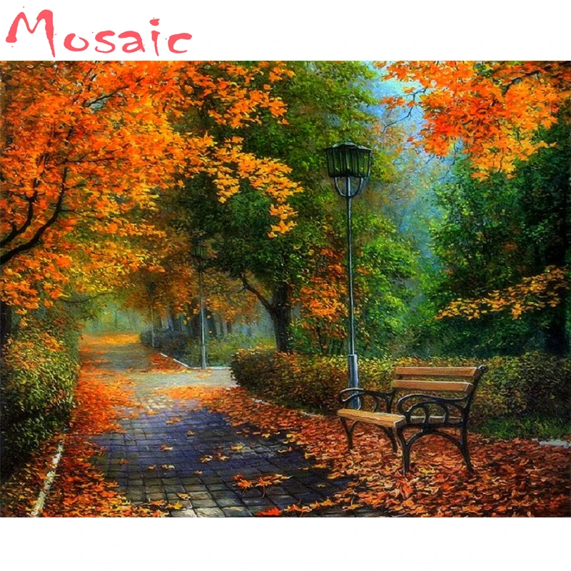 

Autumn Park,landscape,Diy,5d,square,Diamond painting Cross Stitch,Scenery,Diamond Embroidery,Christmas gift,Mosaic,Home Decor