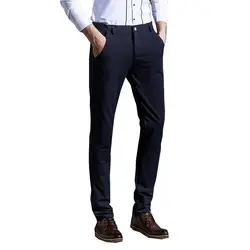 Новинка 2017 года брендовые Британские платье брюки высокое качество мягкий Ткань Для мужчин прямые тонкий вечернее Мотобрюки хлопок