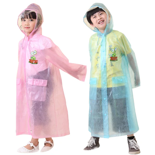 2015 New Transparent Kids Impermeable Raincoat For children Rain Coat Poncho Children Animal