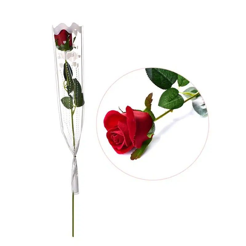 

Silk Cloth Red Single Rose Artificial Flowers Fake Flowers Valentine's Day Mother's Day Gifts Wedding Home Floral Decoration