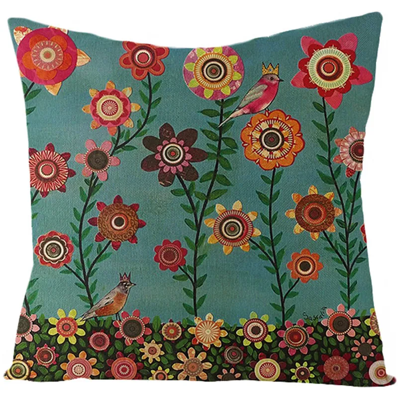 Чехол для подушки в цветочек Fuwatacchi Ranch View чехол с розовым цветком и зеленым