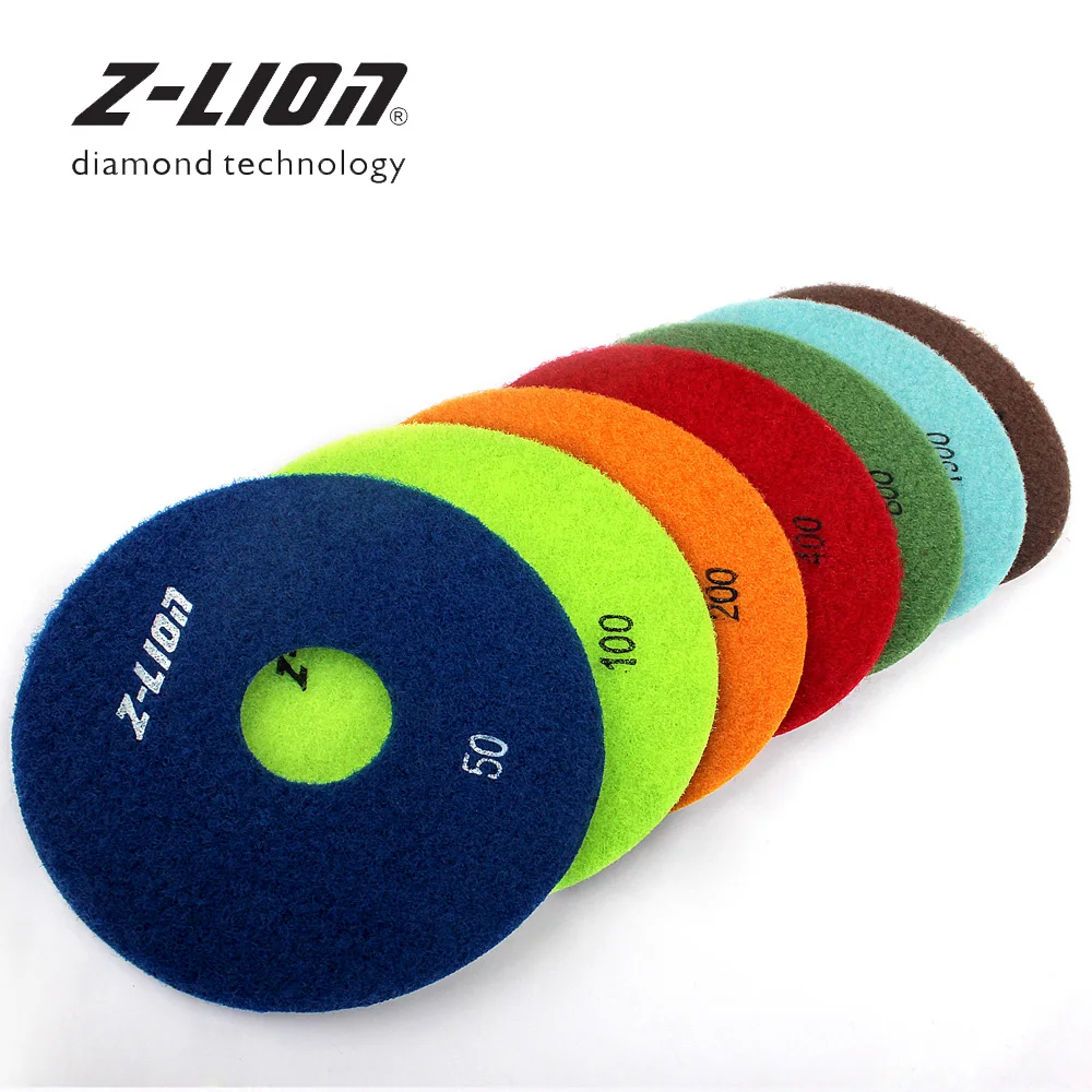 Z-LION, 3 шт., 5 дюймов, алмазные гибкие сухие полировочные колодки, высокое качество, шлифовальный диск для гранита, мрамора, терраццо, стеклянной плитки