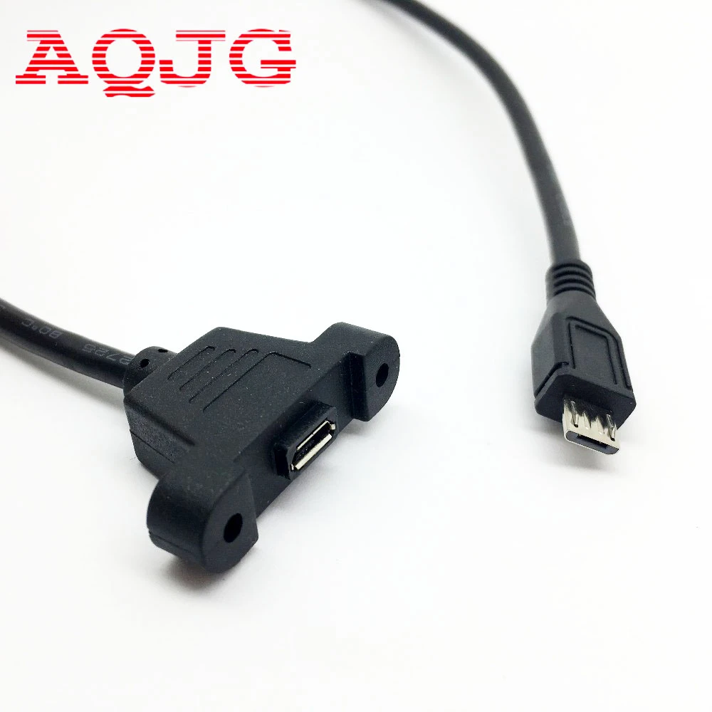 Gimax USB 2.0 Micro USB Male To Female Panel Mount Extension Adapter Cable 30cm/50cm Color: 30CM 
