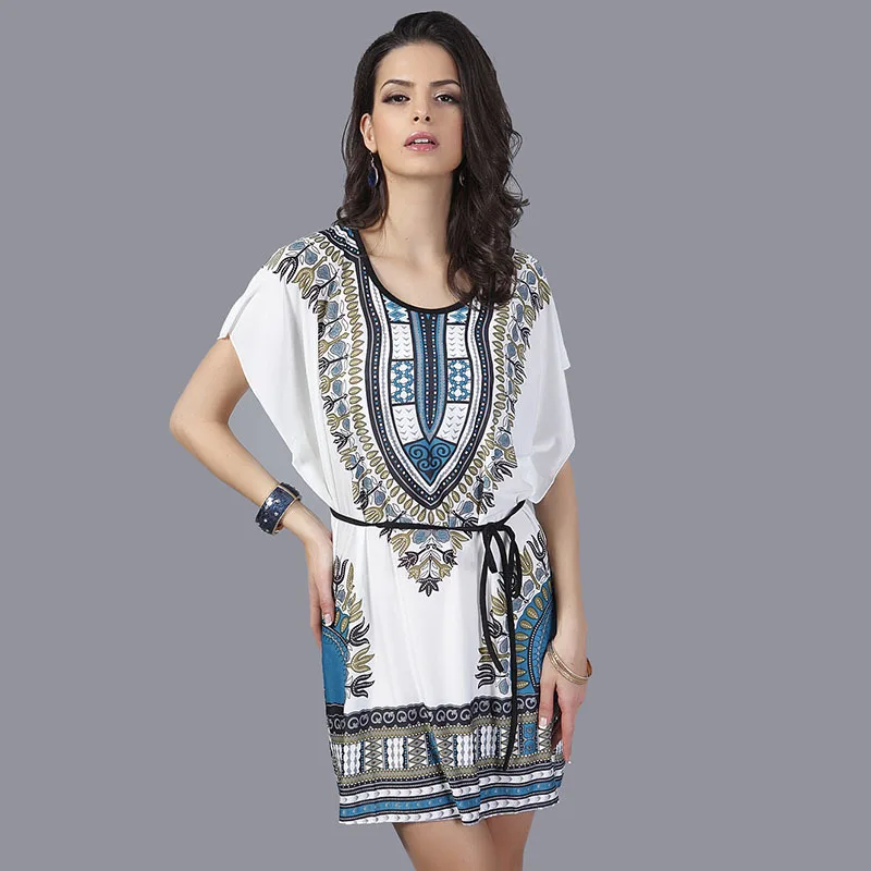 2018 Summer Women Dress Bohemian Printing Dress Batwing Short Sleeve Tunic Bandage Bodycon Beach Party Dress Dresses
