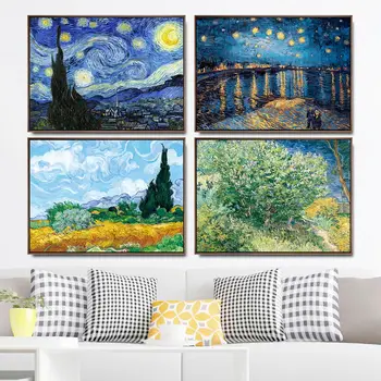 

Home Decoration Art Wall Pictures Fro Living Room Poster Print Canvas Paintings Netherlandish Vincent van Gogh Starry sky