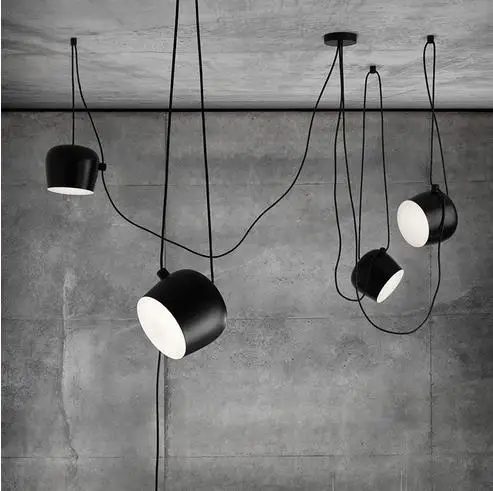 

modern industrial iron spider drum pendant lights black suspension luminaire bar living room hanging light lamp fixtures